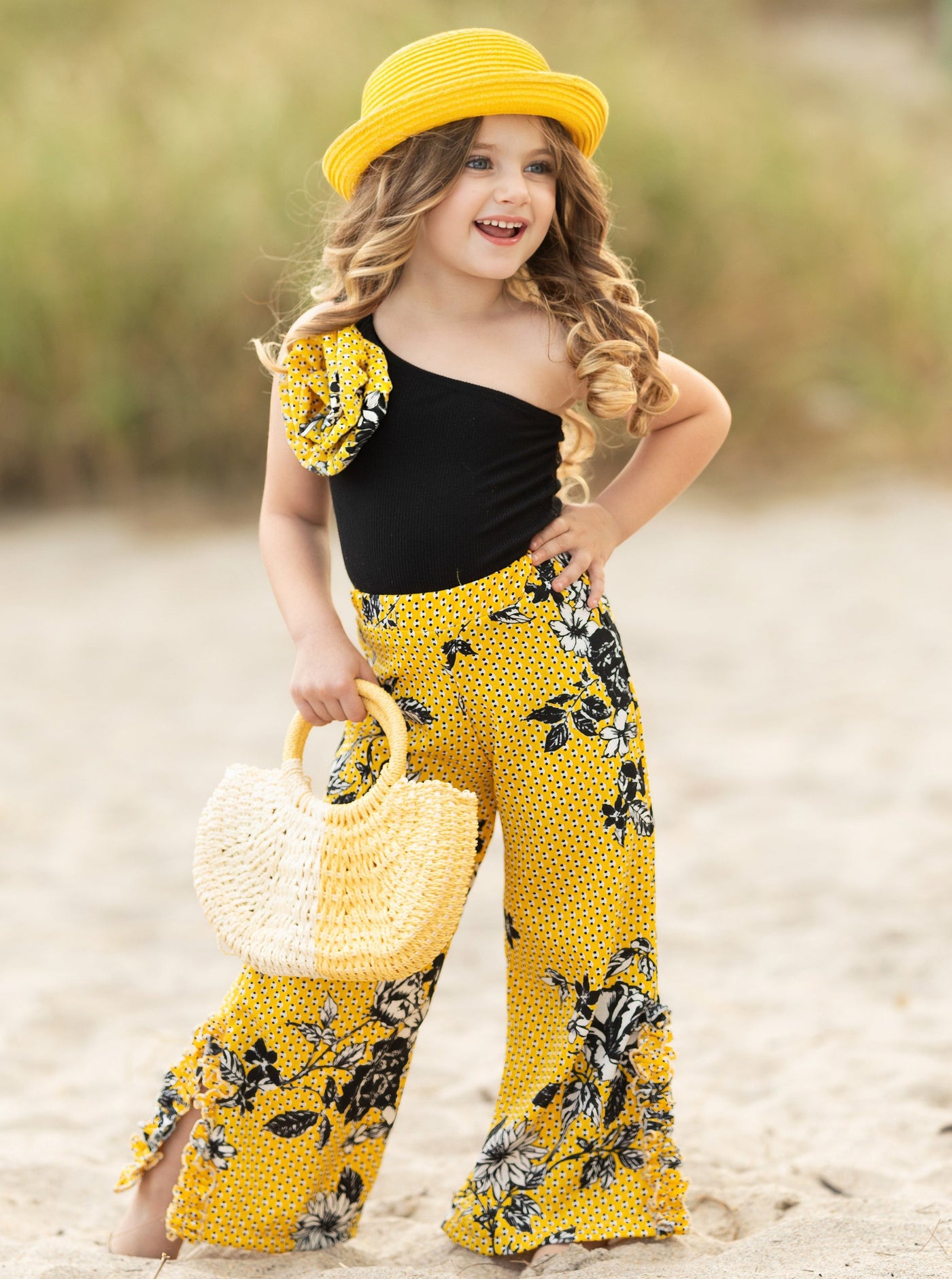 Buy Yellow Organza And Cotton Printed Top & Pant Set For Girls by FAYON  KIDS Online at Aza Fashions.