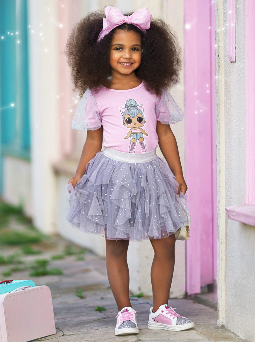 L.O.L. SURPRISE! x Mia Belle Girls Kitty Queen Sparkle Tutu Skirt Set