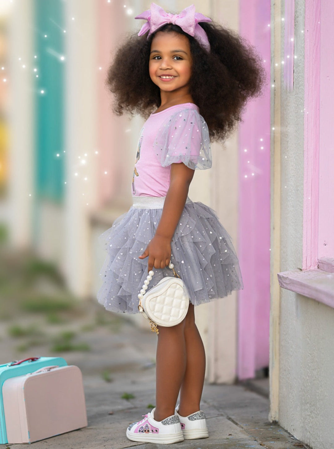 L.O.L. SURPRISE! x Mia Belle Girls Kitty Queen Sparkle Tutu Skirt Set