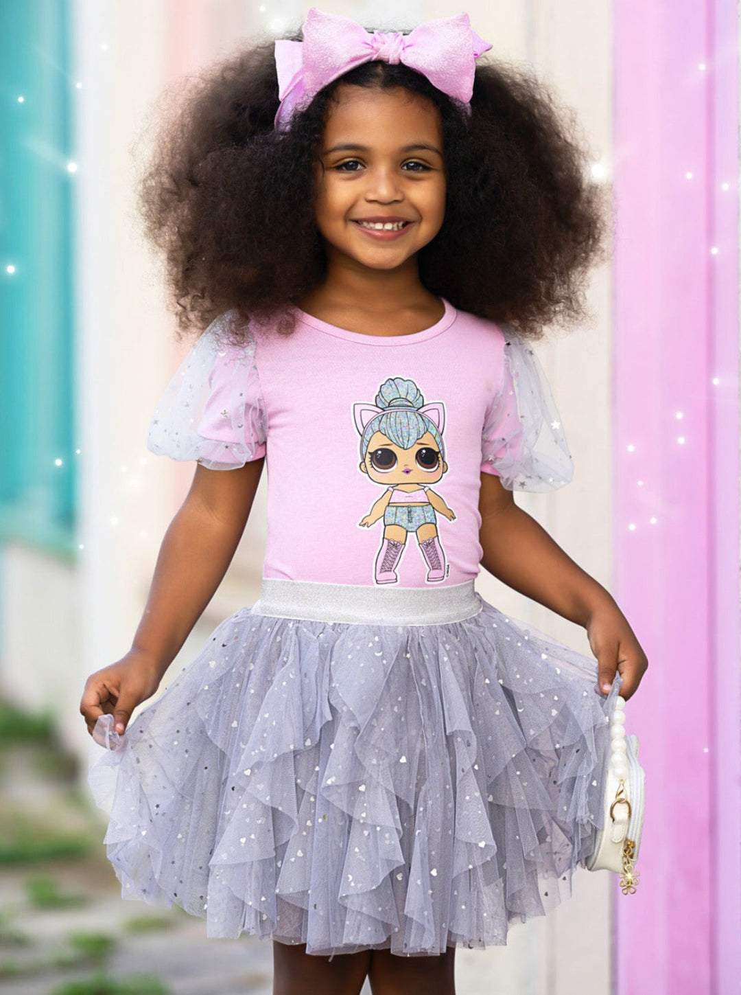 L.O.L. SURPRISE! x Mia Belle Girls Kitty Queen Sparkle Tutu Skirt Set