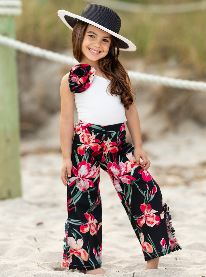 Sweet Blooms One Shoulder Floral Palazzo Pants Set