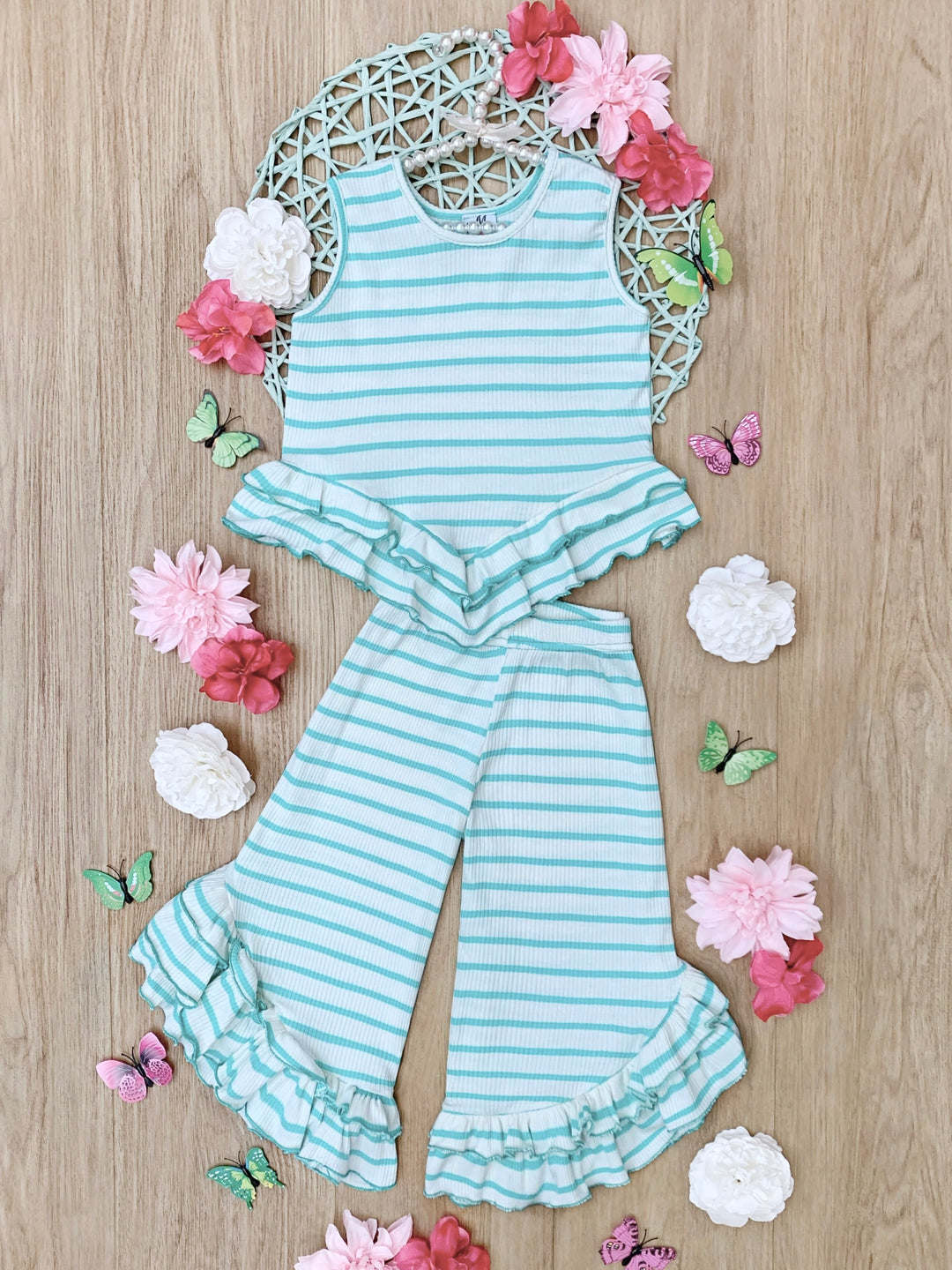 Sway My Way Striped Top & Ruffle Pants Set