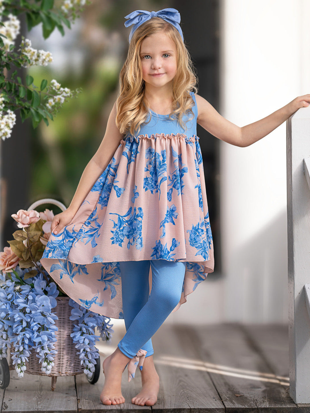 Blue Blossom Hi-Lo Tunic and Legging Set