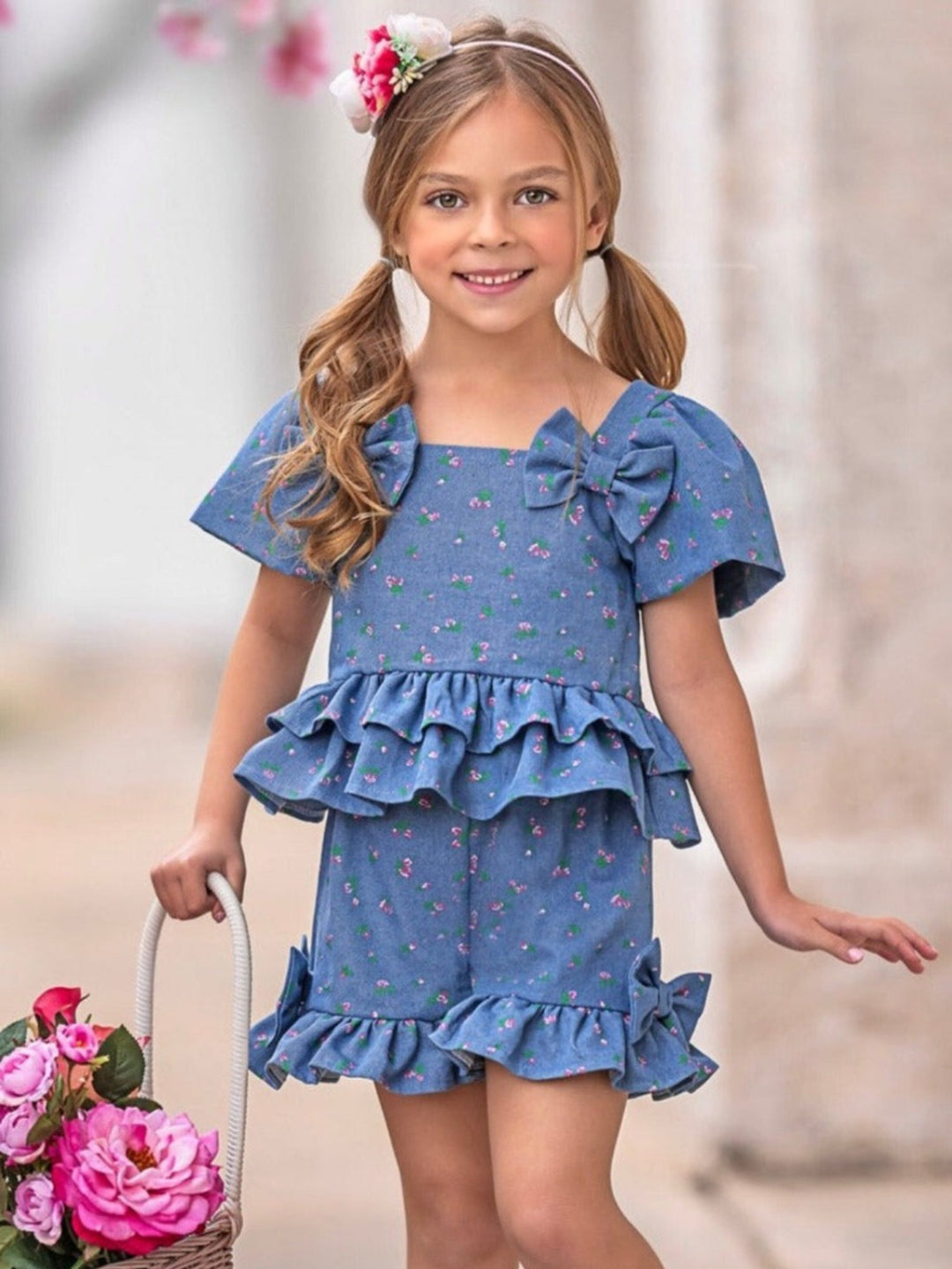 Mia Belle Girls Floral Top And Short Set | Girls Casual