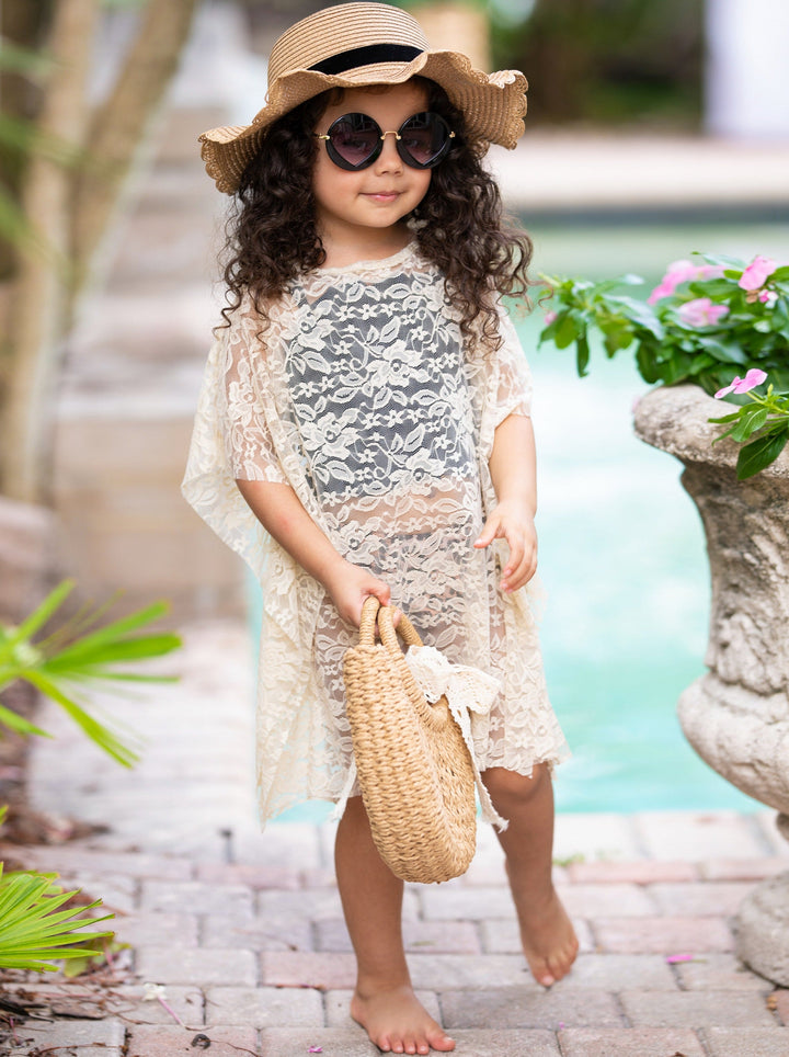 Toddler Cute Swimwear | Little Girls Pullover Lace Swim Cover Up