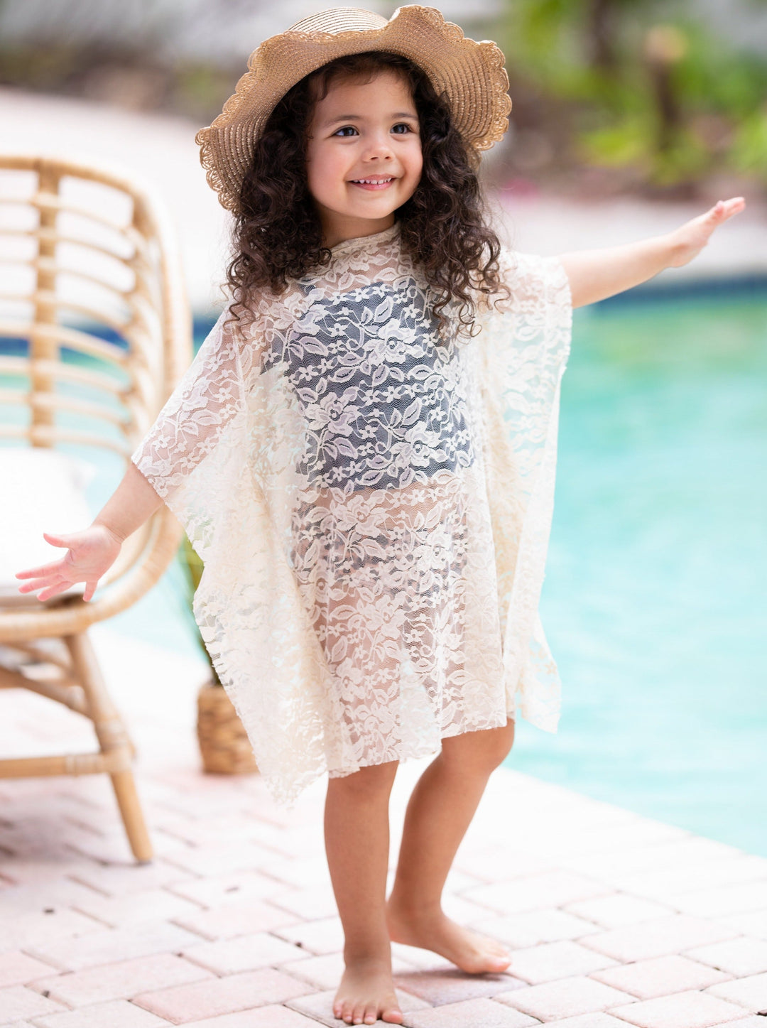 Toddler Cute Swimwear | Little Girls Pullover Lace Swim Cover Up