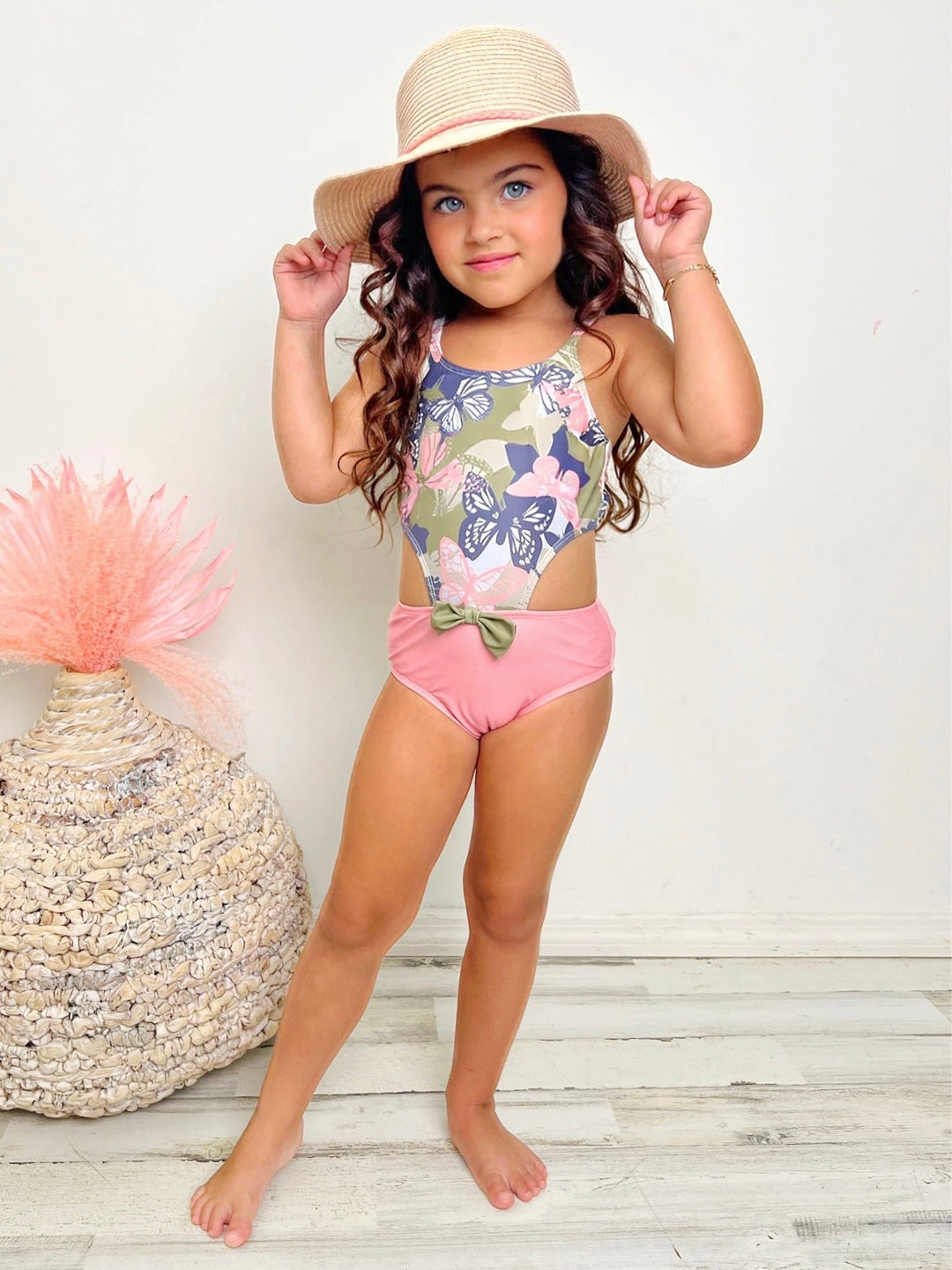 Girls Butterfly Cut Out One Piece Swimsuit | Mia Belle Girls Swimwear