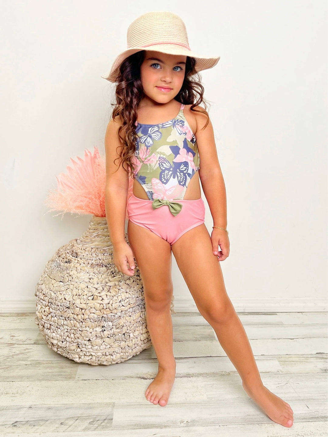 Girls Butterfly Cut Out One Piece Swimsuit | Mia Belle Girls Swimwear