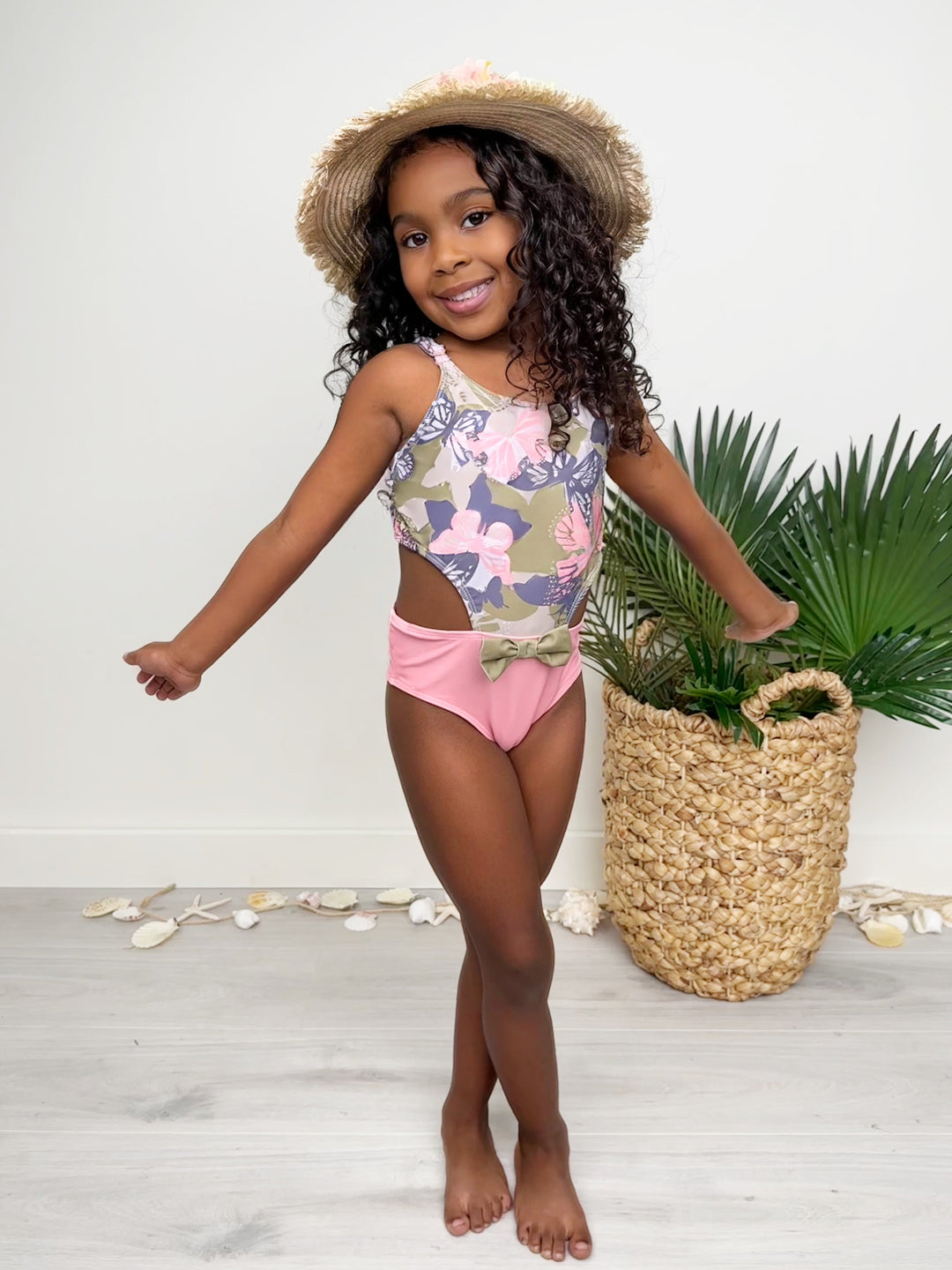 Girls Butterfly Cut Out One Piece Swimsuit | Mia Belle Girls Swimwear