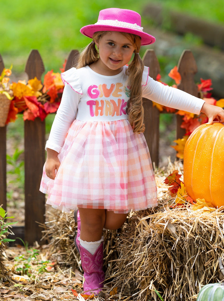 Mia Belle Girls Fall Give Thanks Ruffle Tutu Dress