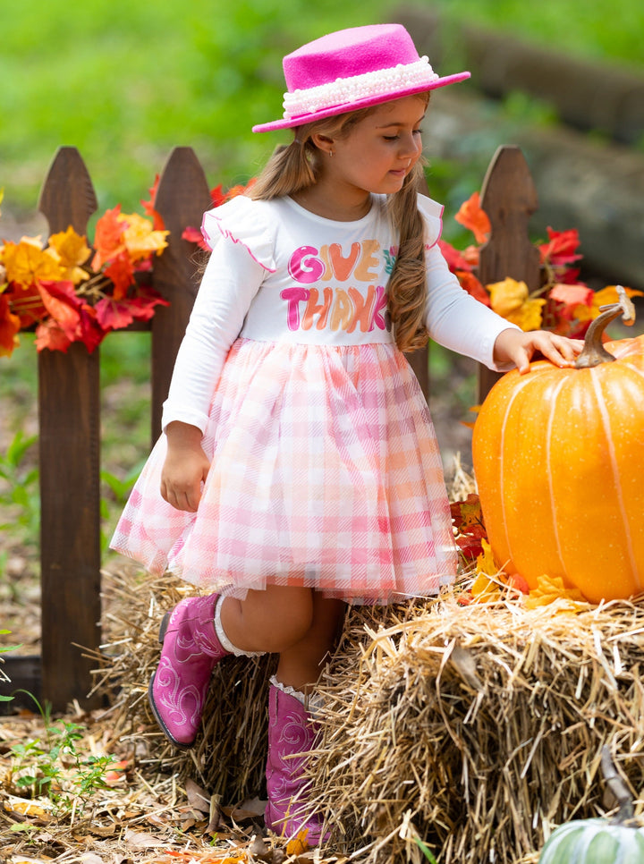 Mia Belle Girls Fall Give Thanks Ruffle Tutu Dress