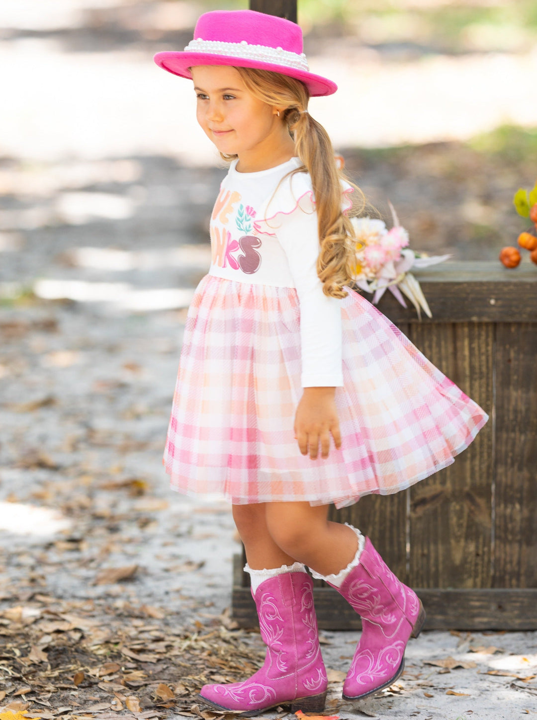 Mia Belle Girls Fall Give Thanks Ruffle Tutu Dress