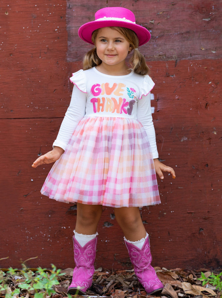 Mia Belle Girls Fall Give Thanks Ruffle Tutu Dress