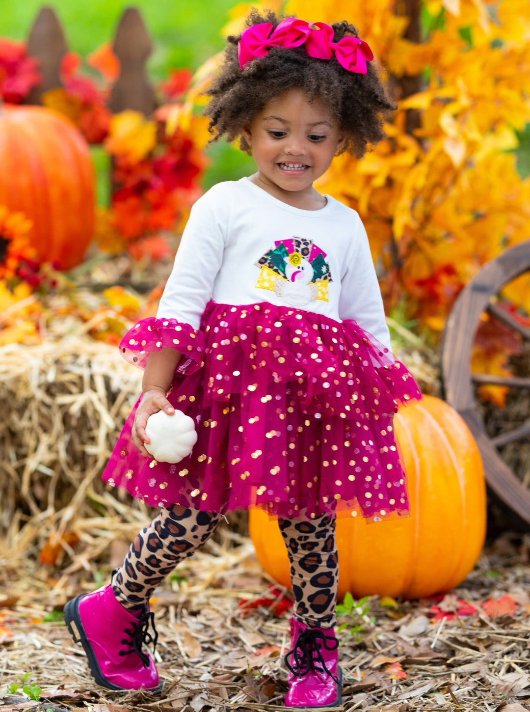 Thanksgiving Kids Clothes | Sparkle Turkey Tunic & Leopard Legging Set