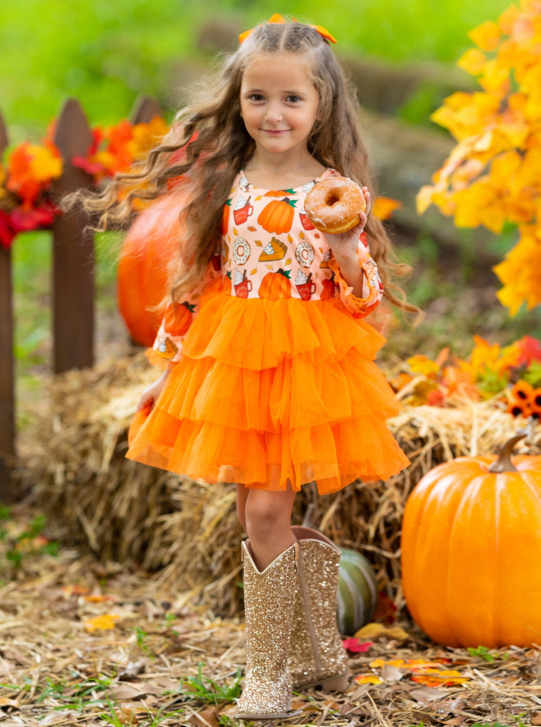 Girls Fall Clothes | Pumpkin Tiered Tutu Dress | Mia Belle Girls