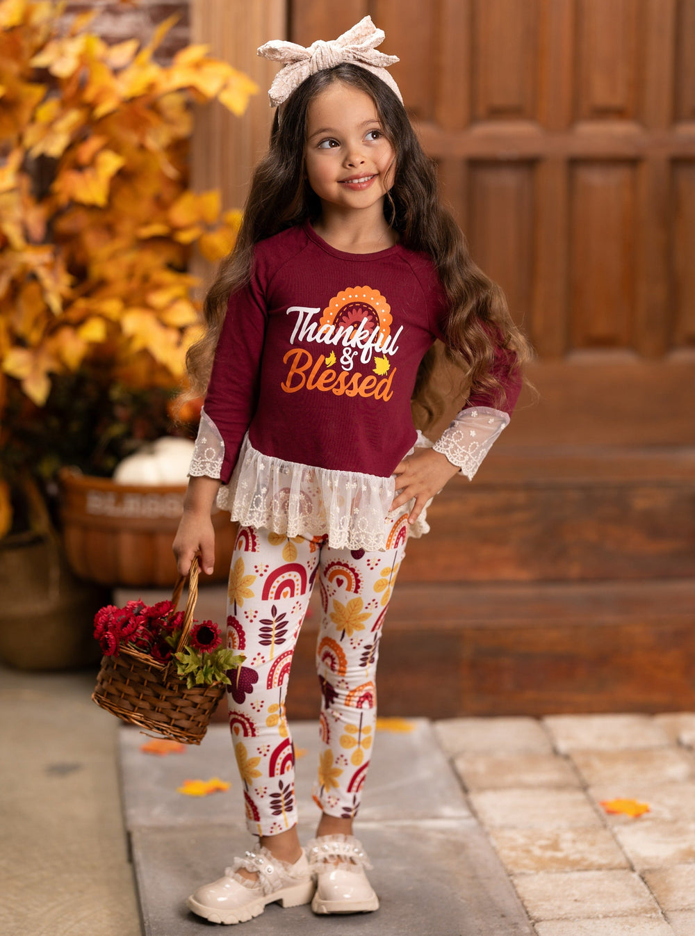 Thanksgiving Outfits | Thankful & Blessed Lace Hem Tunic & Legging Set