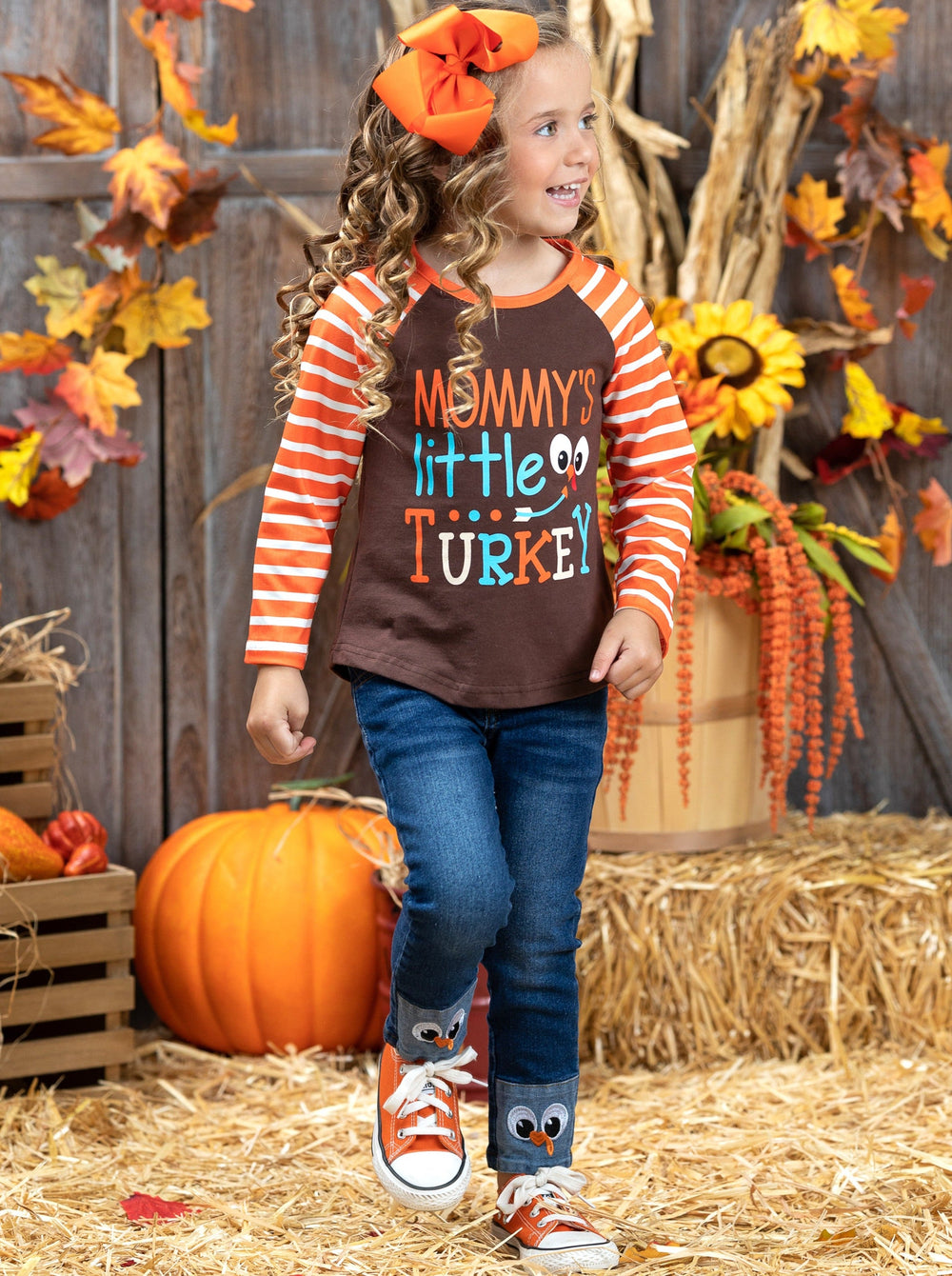 Kids Thanksgiving Outfits | Mommy's Little Turkey Cuffed Jeans Set