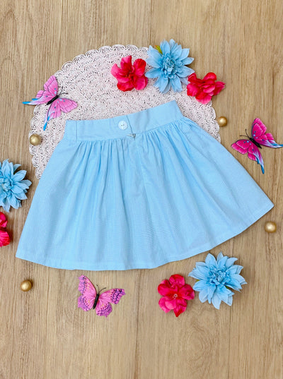Kids Couture x Mia Belle Girls Light Blue Microdot Tennis Skirt Size 3/12