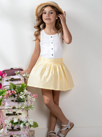 Kids Couture x Mia Belle Girls Yellow Microdot Tennis Skirt