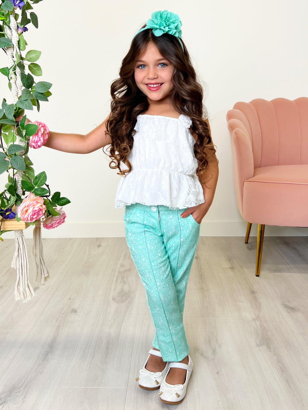 Freche mintgrüne Jacquardhose von Kids Couture