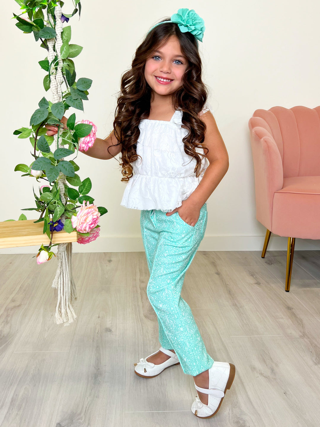 Freche mintgrüne Jacquardhose von Kids Couture