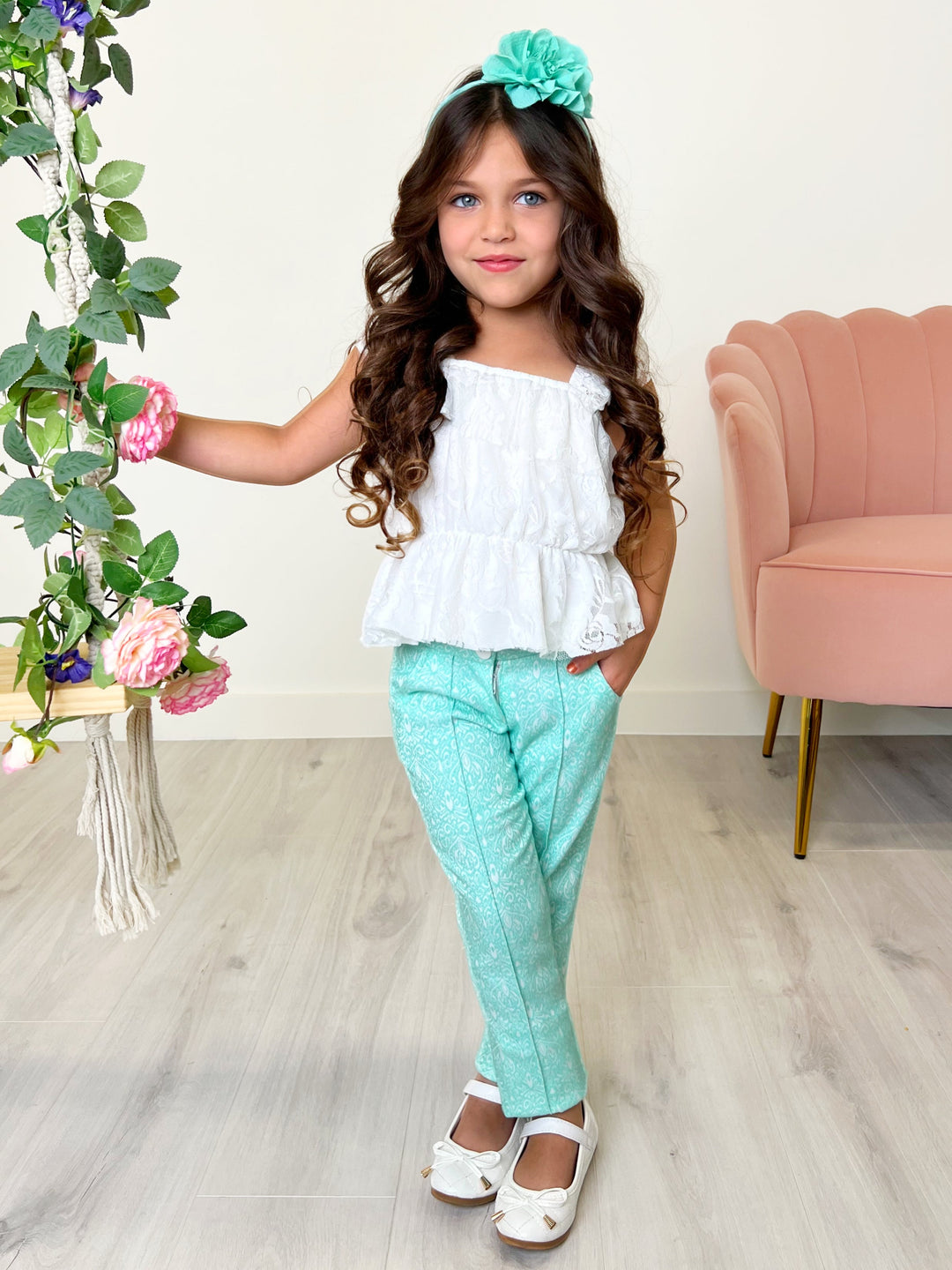 Freche mintgrüne Jacquardhose von Kids Couture