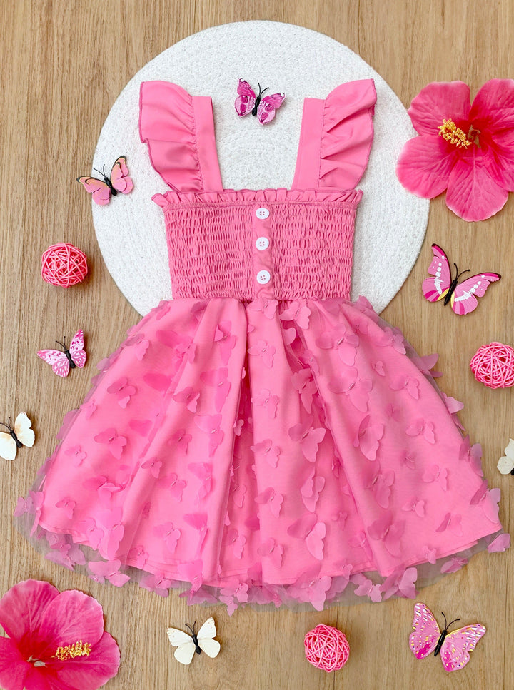 Mia Belle Girls | Pink Smocked Butterfly Dress | Girls Spring Dresses