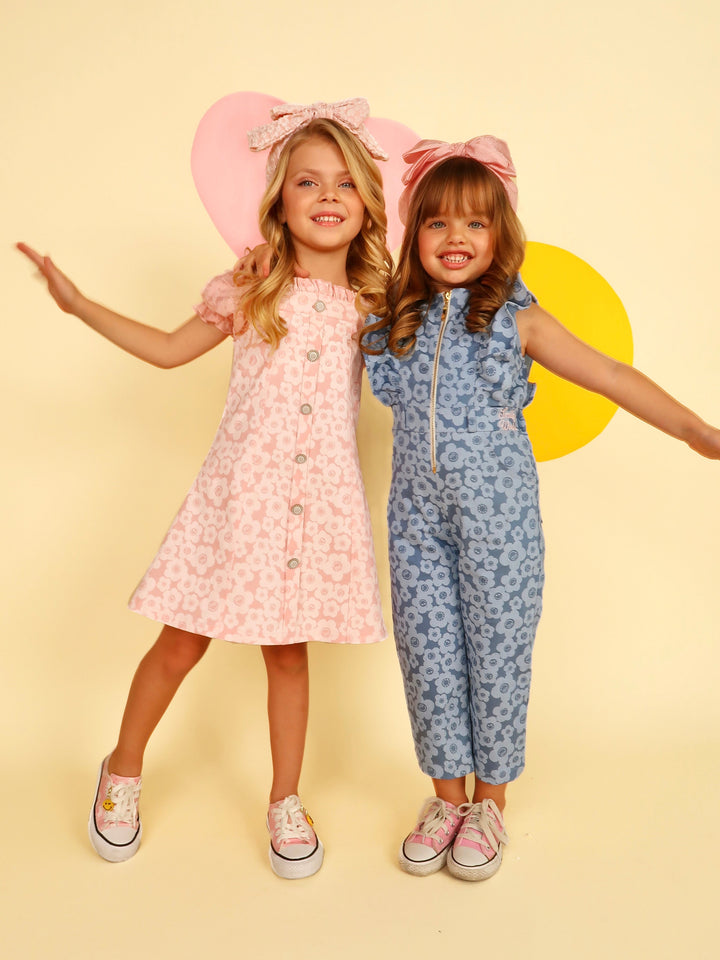 SmileyWorld Pink Denim A-Line Dress | Mia Belle Girls