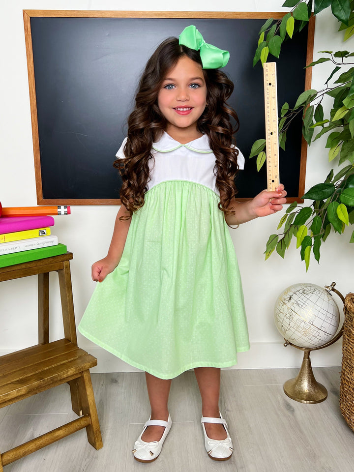 Green Glam Polka Dot A-Line Dress by Kids Couture