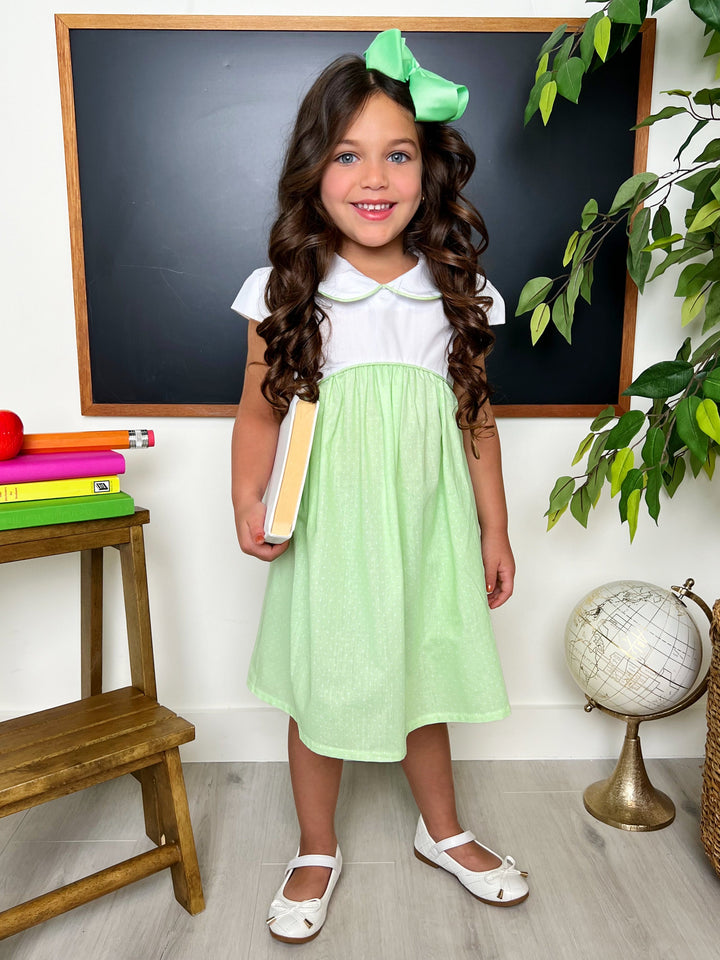 Green Glam Polka Dot A-Line Dress by Kids Couture