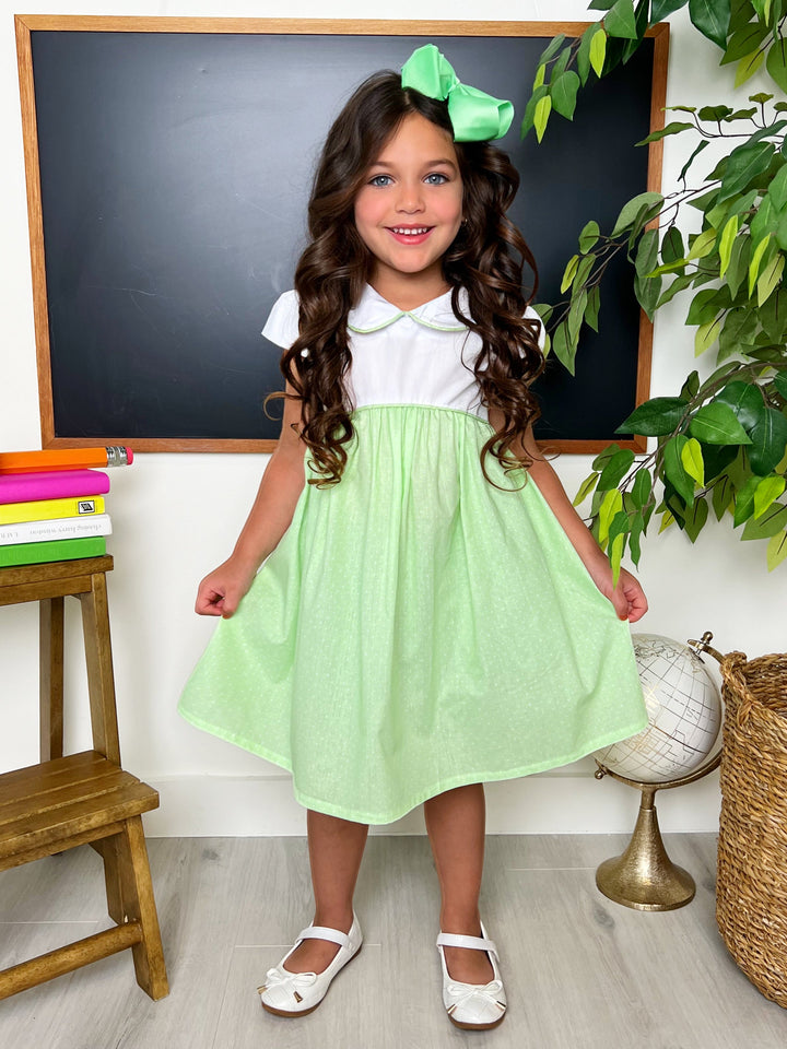 Green Glam Polka Dot A-Line Dress by Kids Couture