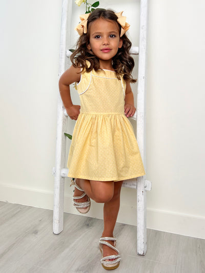 Kids Couture x Mia Belle Girls Yellow Polka Dot Mini Dress