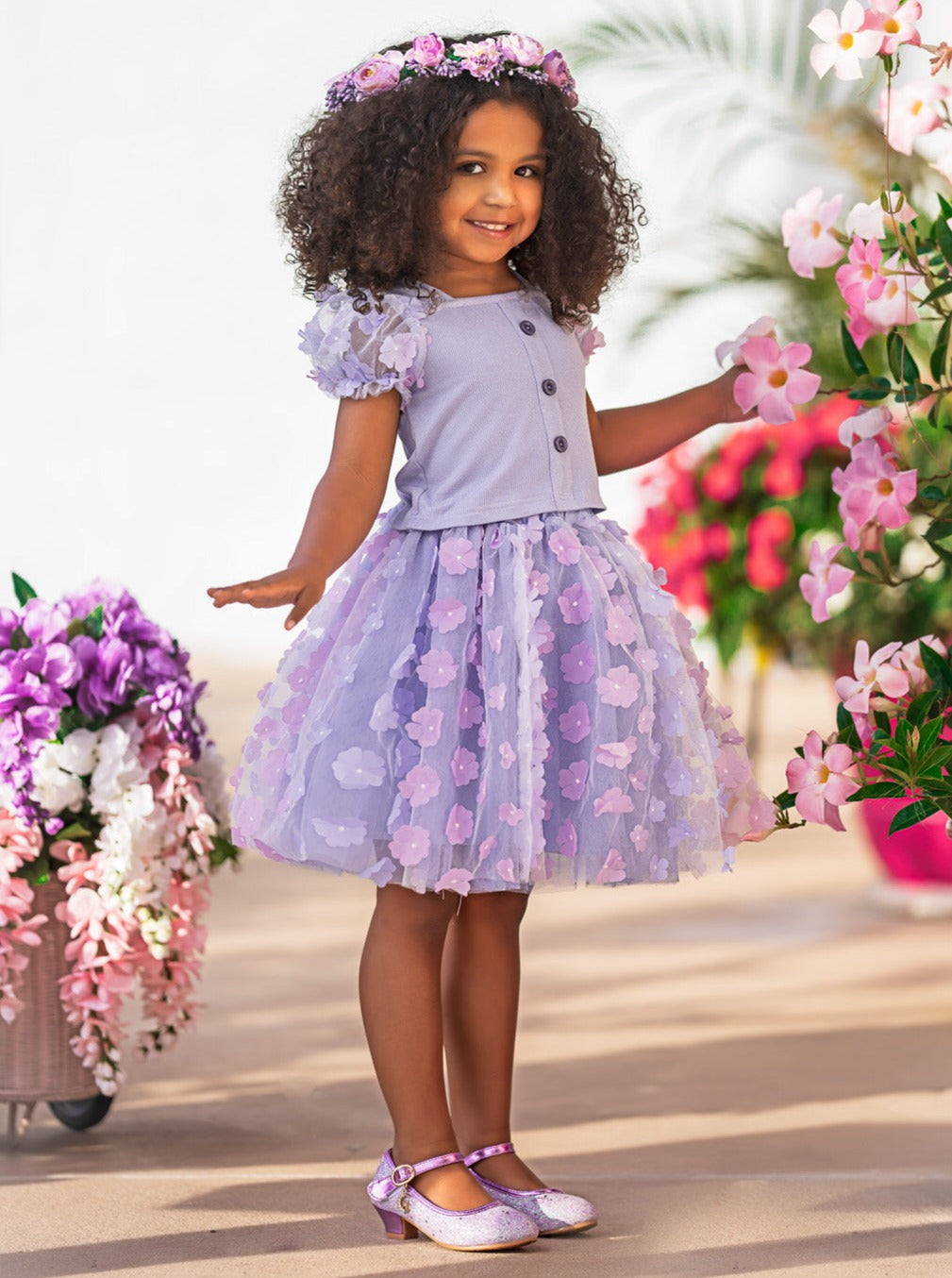 Mia Belle Girls Floral Tulle Skirt Set | Girls Spring Outfits