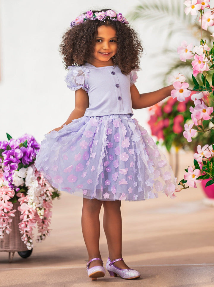 Mia Belle Girls Floral Tulle Skirt Set | Girls Spring Outfits