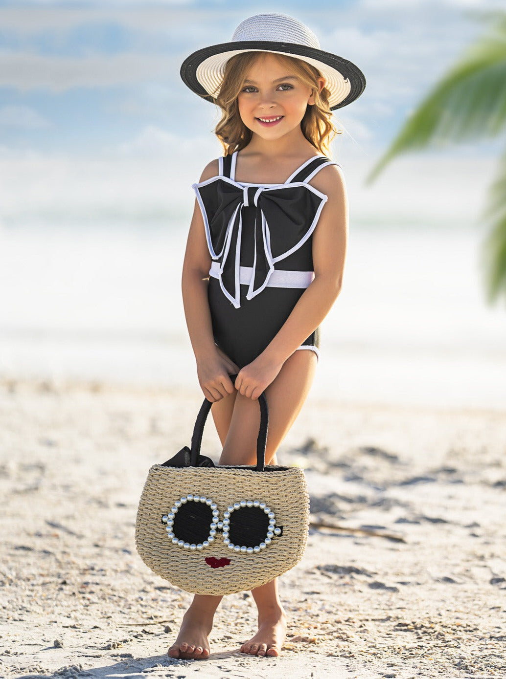 Mia Belle Girls Swimwear | Statement Bow Black One Piece Swimsuit