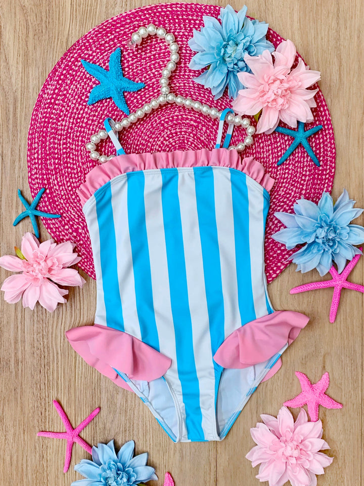 Seaside Stripes Ruffle One-Piece Swimsuit