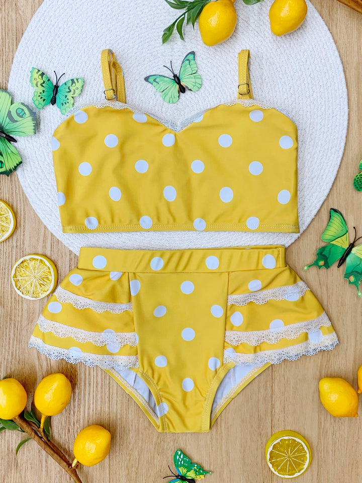 Sunny Dots Lace-Trim Two-Piece Swimsuit