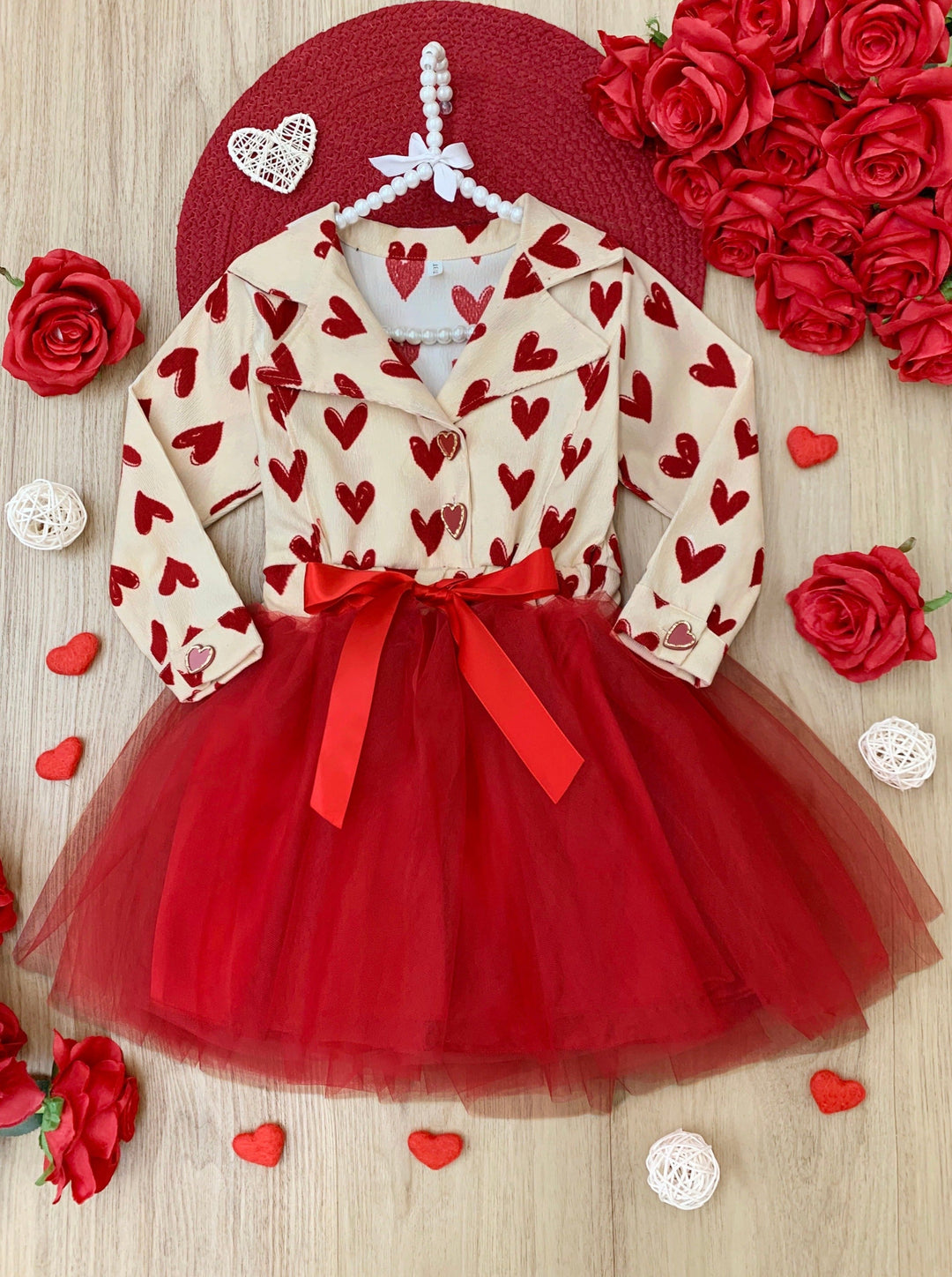 Fancy Toddler Clothes | Girls Corduroy Heart Print Blazer Tutu Dress