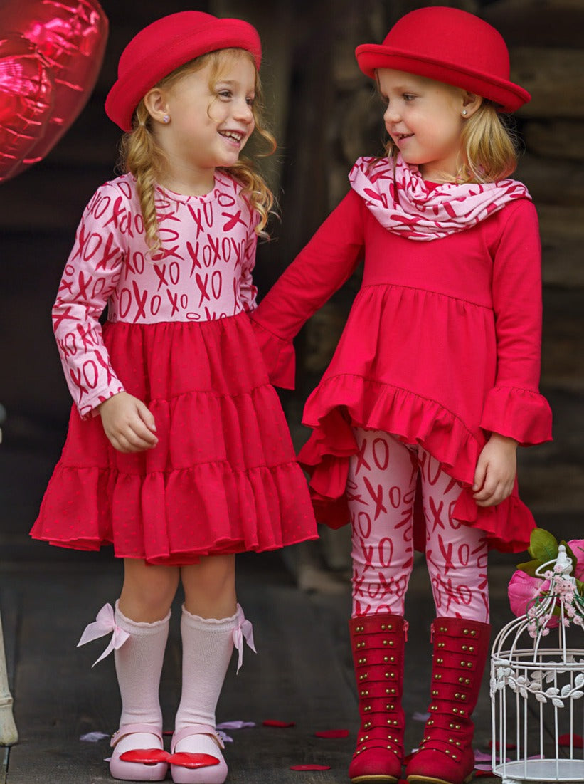 Dressy Toddler Clothes | Girls XOXO Print Swiss Tulle Ruffle Dress