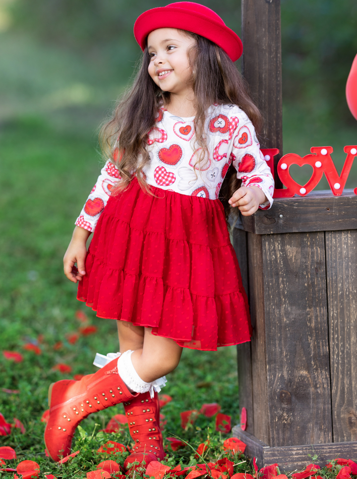 Dressy Toddler Clothes | Girls Heart Button Swiss Tulle Ruffle Dress