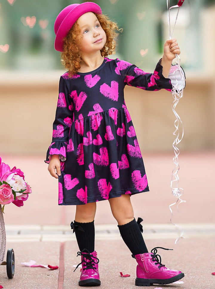  Mia Belle Girls Chalk Heart Print Dress | Valentines Day Outfits