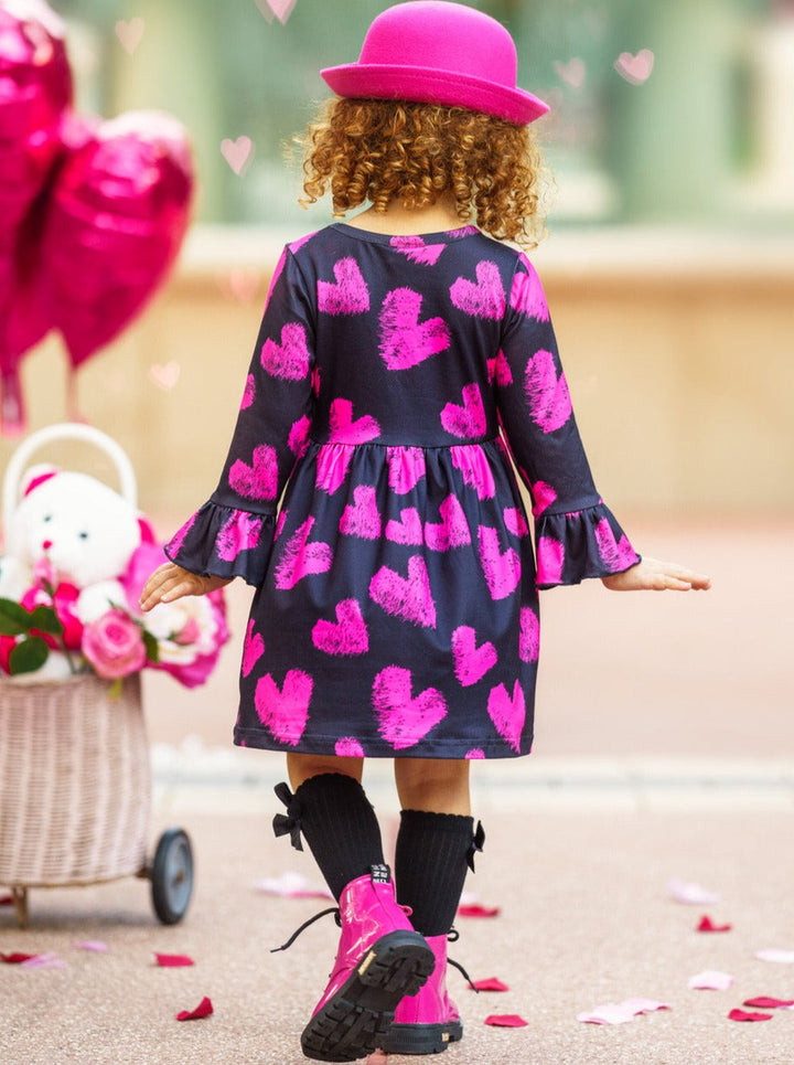  Mia Belle Girls Chalk Heart Print Dress | Valentines Day Outfits