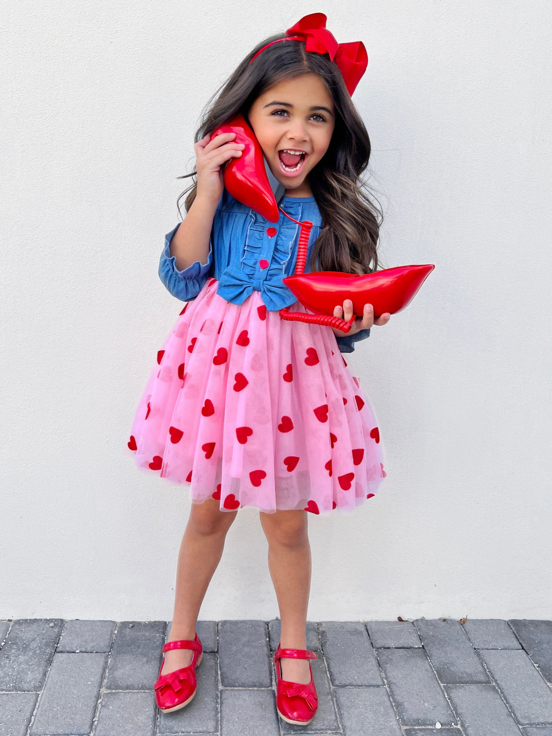 Mia Belle Girls Denim Tutu Dress | Valentine's Day Dresses