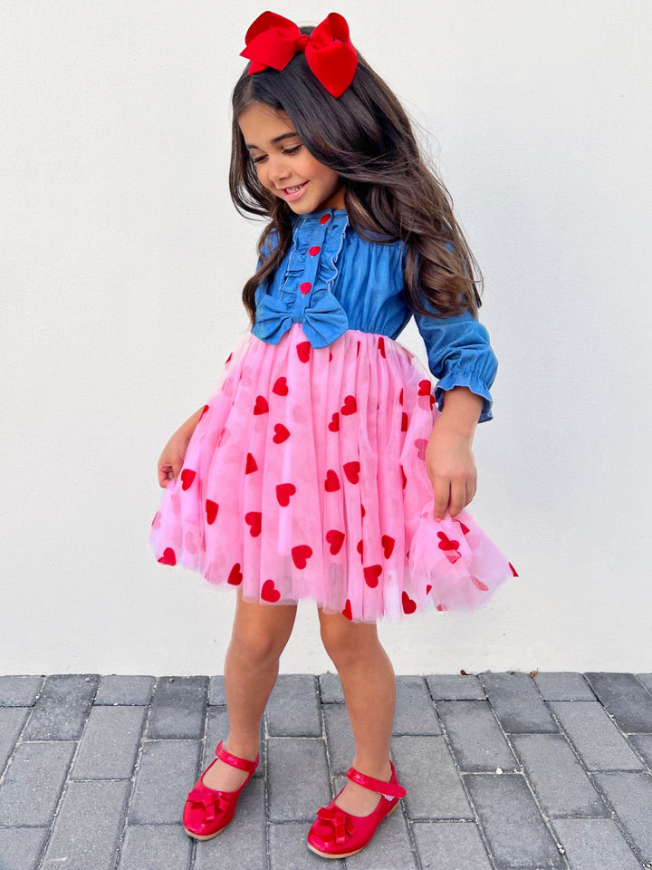 Mia Belle Girls Denim Tutu Dress | Valentine's Day Dresses