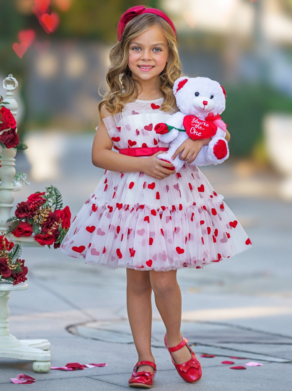 Mia Belle Girls Heart Layered Tulle Dress | Valentine's Day Dresses