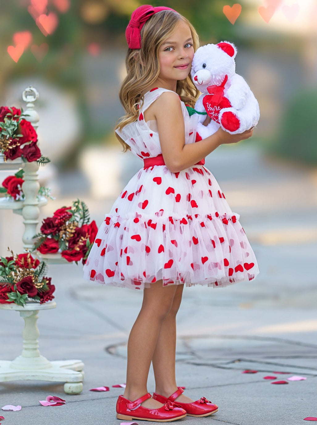 Mia Belle Girls Heart Layered Tulle Dress | Valentine's Day Dresses