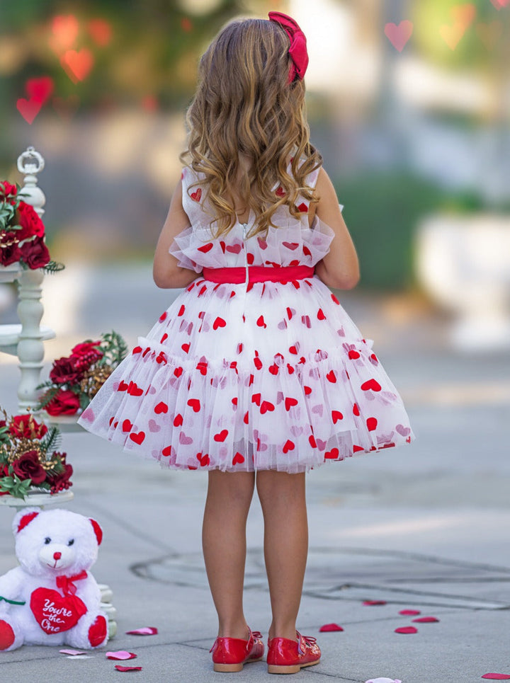 Mia Belle Girls Heart Layered Tulle Dress | Valentine's Day Dresses