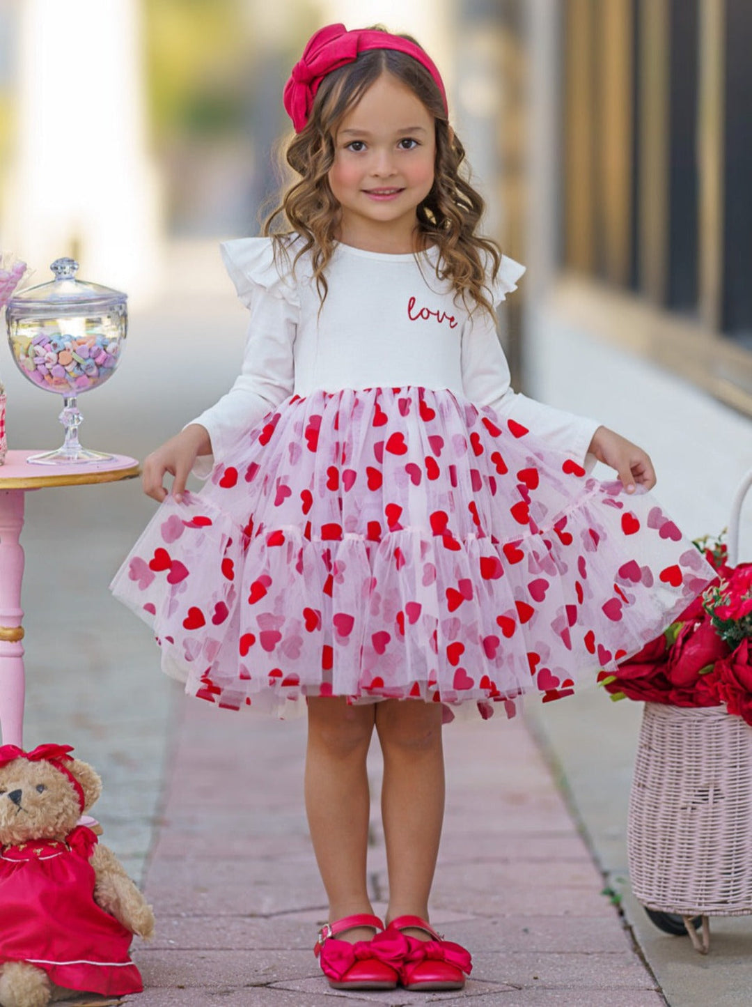 Mia Belle Girls Love Print Tutu Dress | Girls Valentine's Dresses