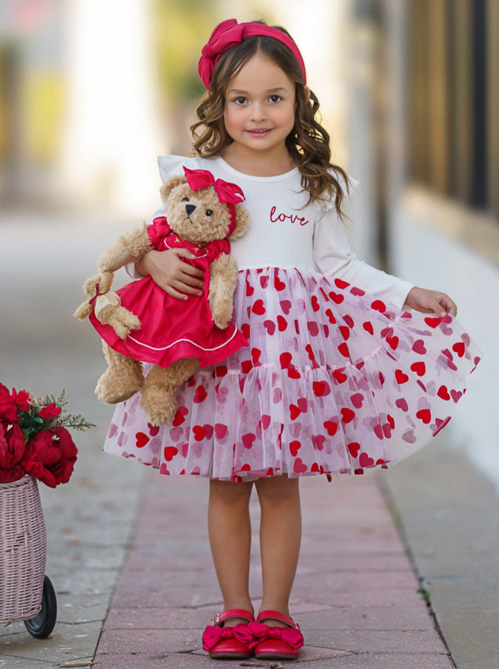 Mia Belle Girls Love Print Tutu Dress | Girls Valentine's Dresses