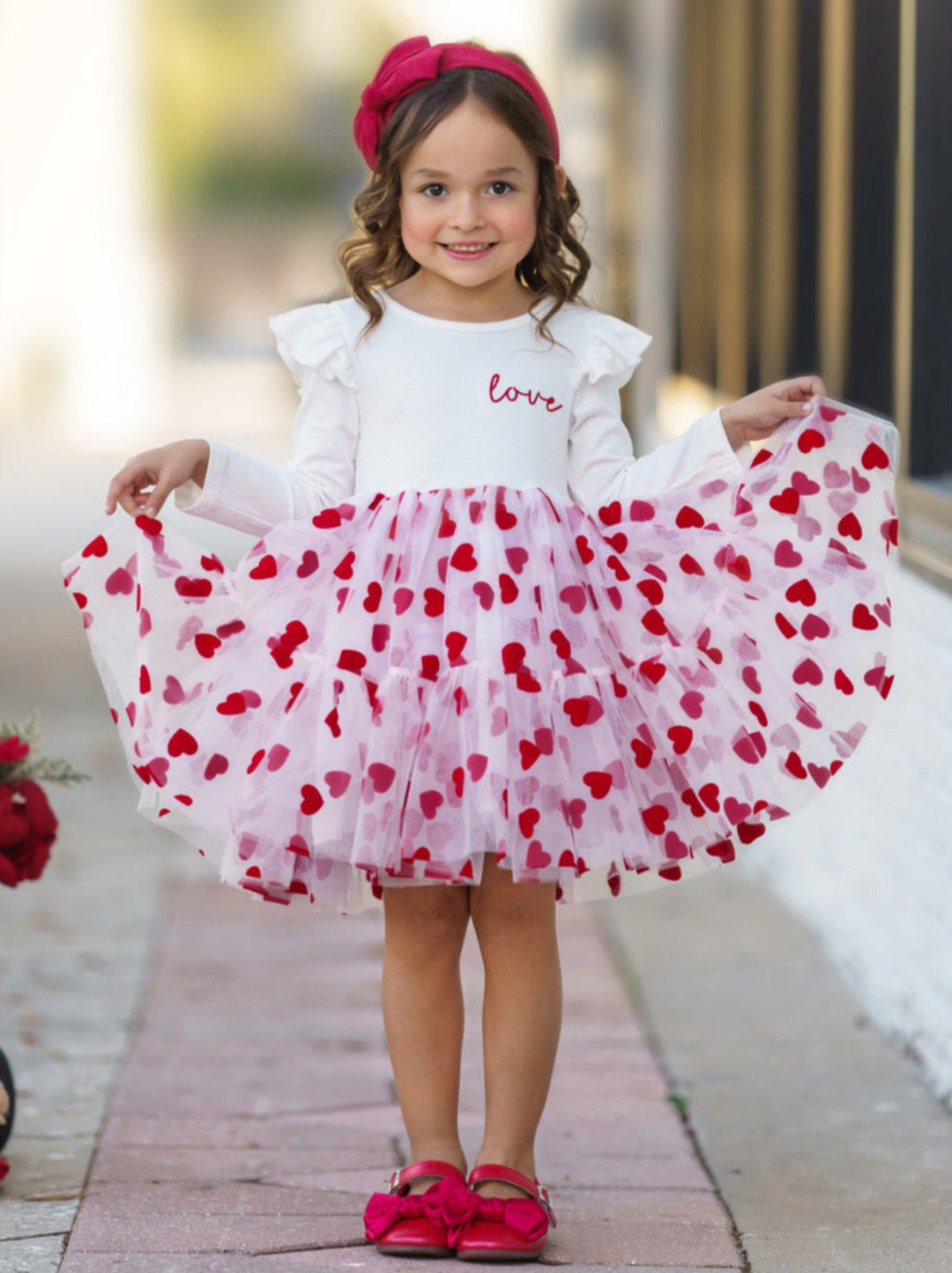 Mia Belle Girls Love Print Tutu Dress | Girls Valentine's Dresses